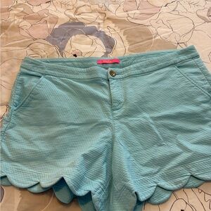 Lilly Pulitzer Aqua Scalloped Hem Shorts